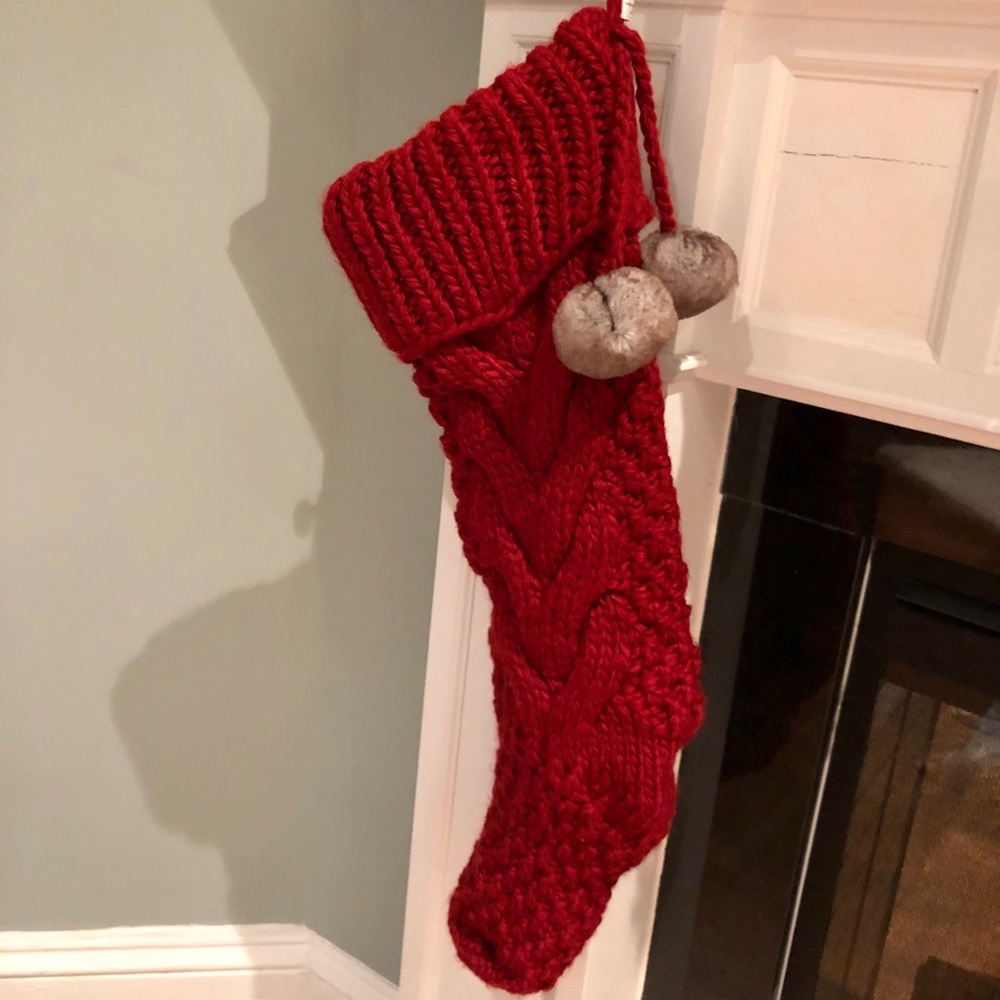 NEW UGG Cable Knit Christmas Redwood Stocking Pom - Picture 1 of 5